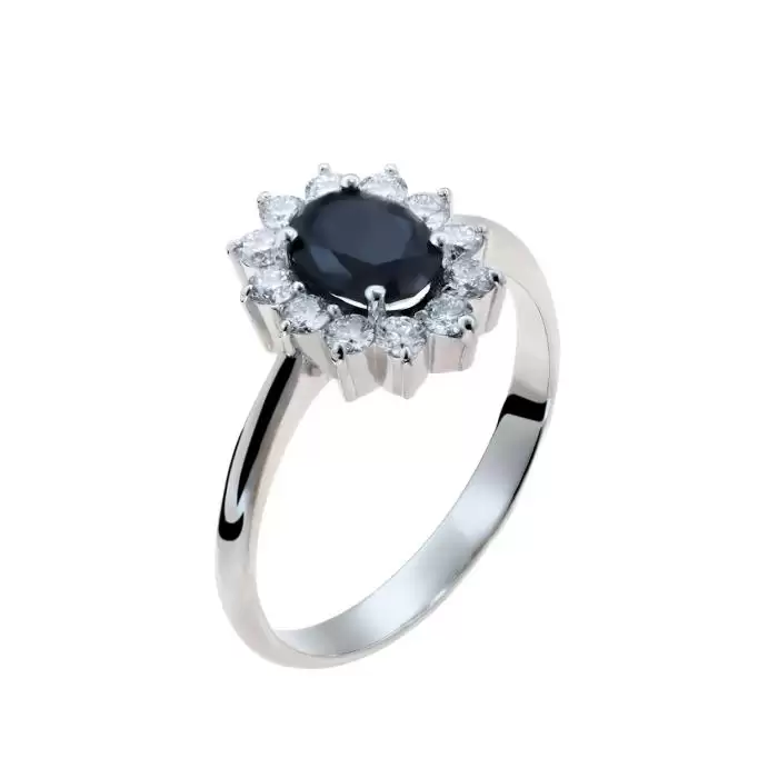 SKU-54685 / Δαχτυλίδι Λευκόχρυσος Κ18 με Μαύρο Διαμάντι & Λευκά Διαμάντια