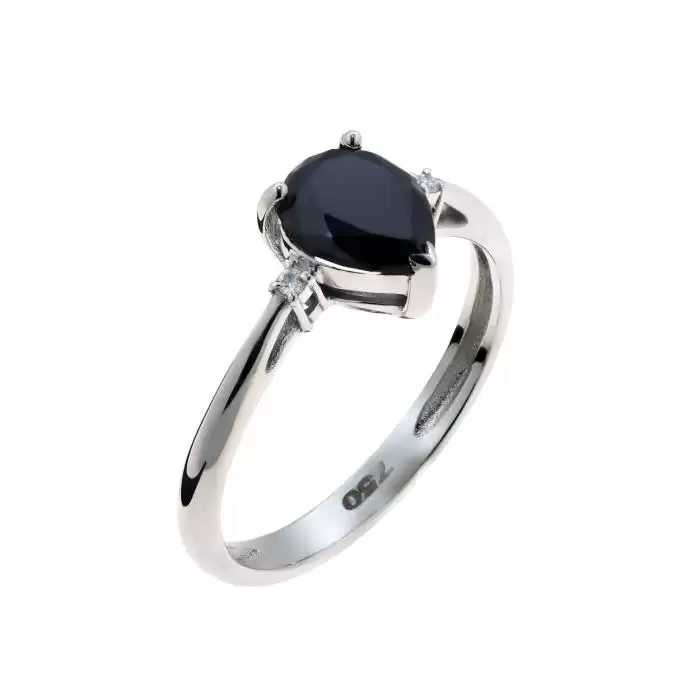 SKU-54688 / Δαχτυλίδι Λευκόχρυσος Κ18 με Μαύρο Διαμάντι