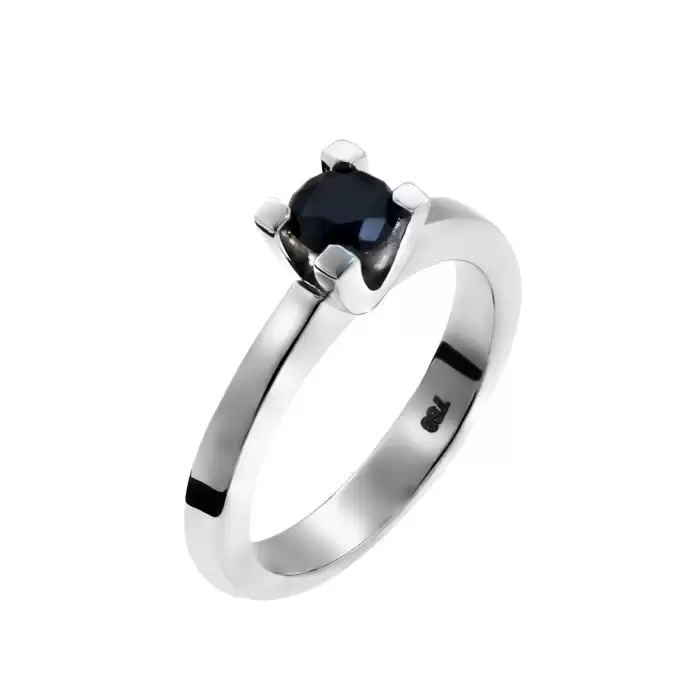 SKU-54694 / Δαχτυλίδι Λευκόχρυσος Κ18 με Μαύρο Διαμάντι