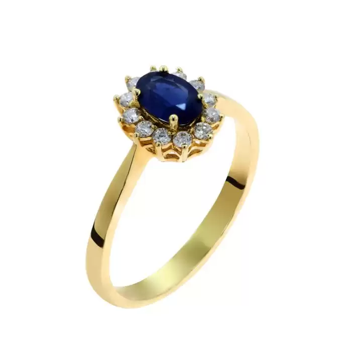 SKU-54847 / Δαχτυλίδι Χρυσός Κ18 με Ζαφείρι & Διαμάντια