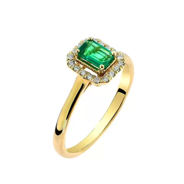 SKU-54367 / Δαχτυλίδι Χρυσός Κ18 με Σμαράγδι & Διαμάντια