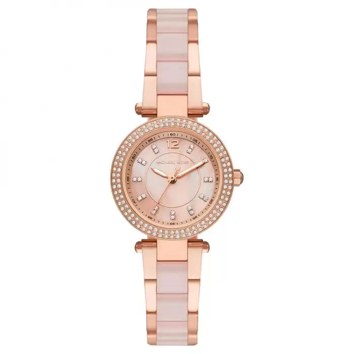 Ρολόι Γυναικείο MICHAEL KORS Parker με Κρύσταλλα & Δίχρωμο Μπρασελέ από Ανοξείδωτο Ατσάλι | MK6922 SKU-54938