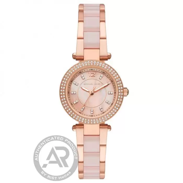 Ρολόι Γυναικείο MICHAEL KORS Parker με Κρύσταλλα & Δίχρωμο Μπρασελέ από Ανοξείδωτο Ατσάλι | MK6922 SKU-54938