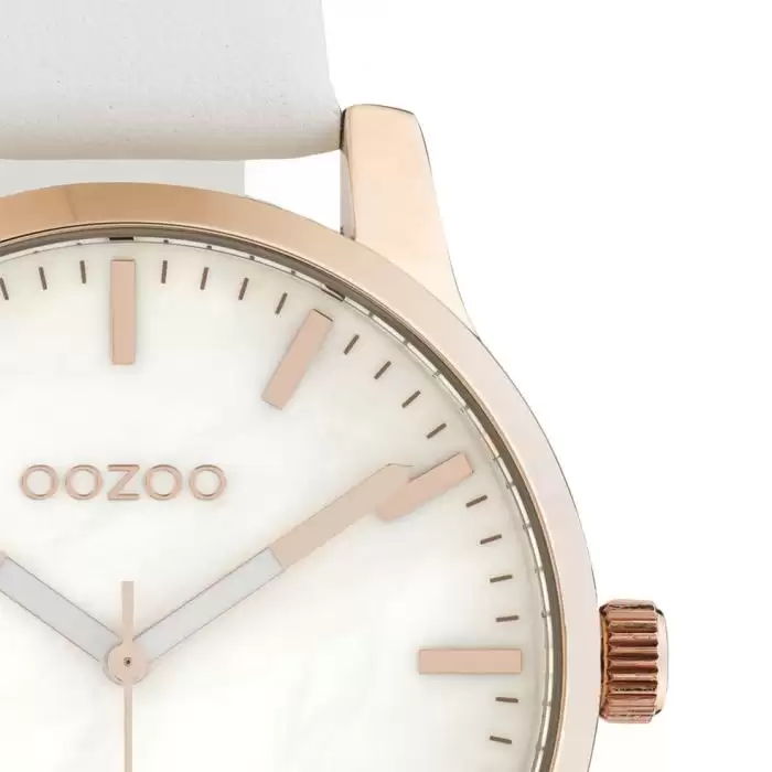 SKU-54429 / OOZOO Timepieces White Leather Strap