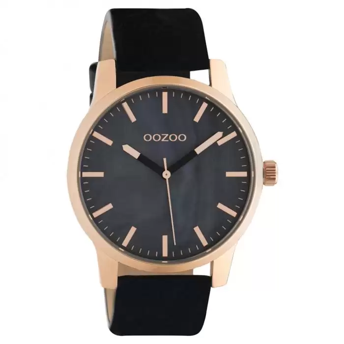 SKU-54433 / OOZOO Timepieces Black Leather Strap