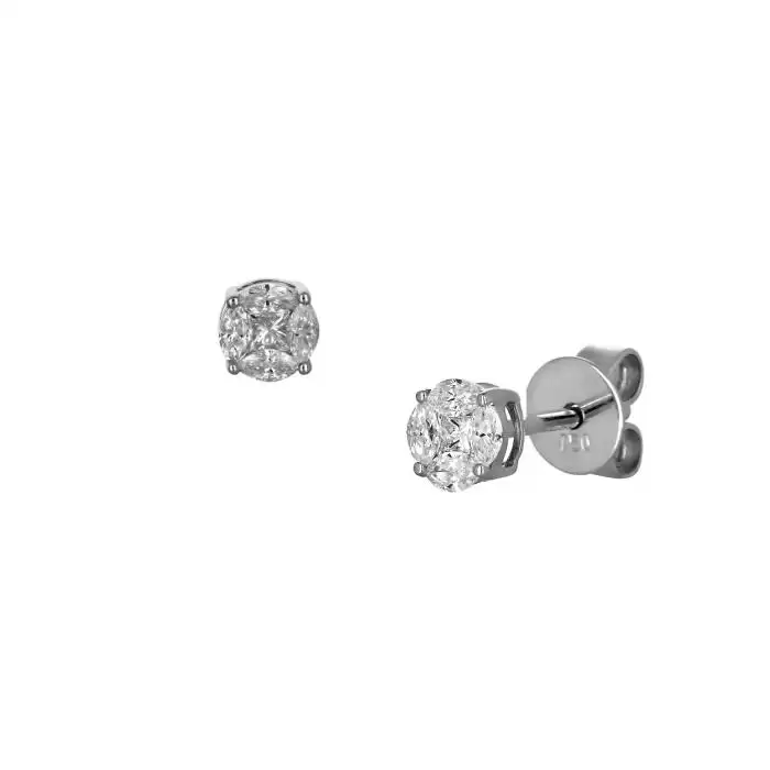SKU-54088 / Σκουλαρίκια Λευκόχρυσος Κ18 με Διαμάντια