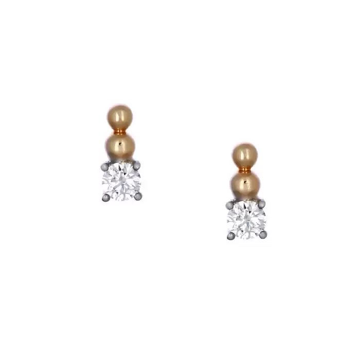 SKU-54083 / Σκουλαρίκια Λευκόχρυσος & Ροζ Χρυσός Κ18 με Διαμάντια