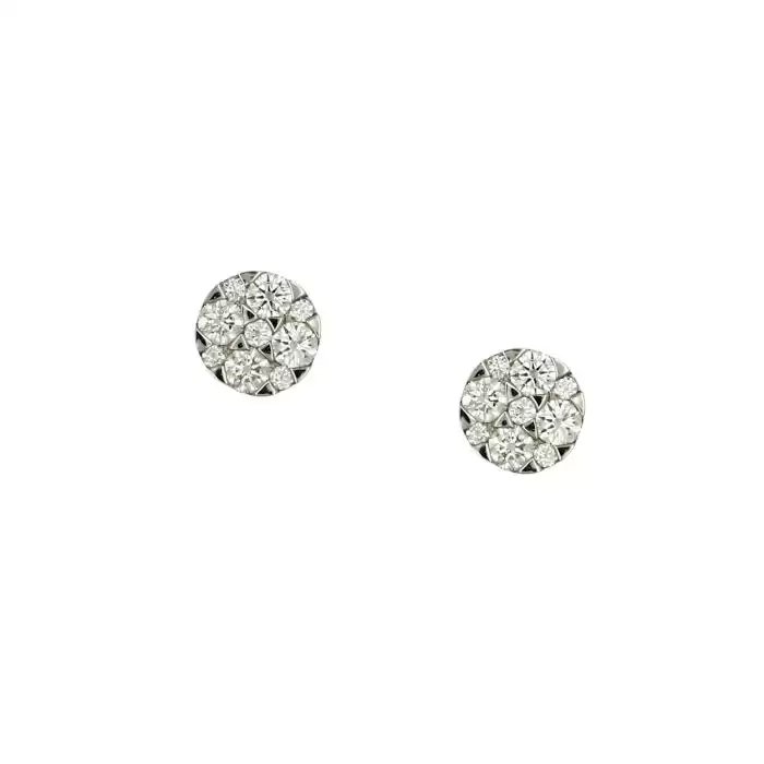 SKU-54850 / Σκουλαρίκια Λευκόχρυσος Κ18 με Διαμάντια