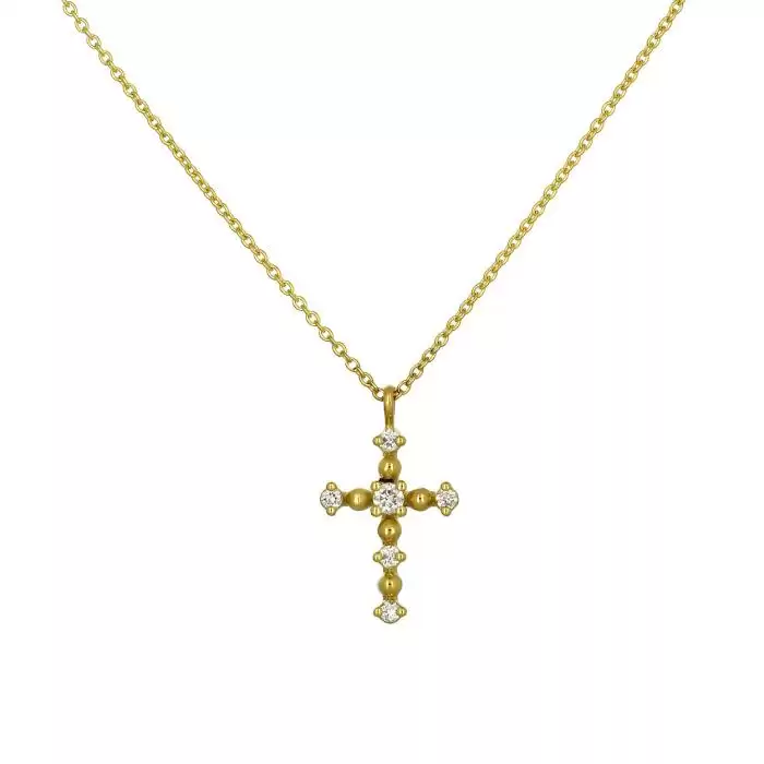 SKU-54212 / Σταυρός με Αλυσίδα Χρυσός Κ18 με Διαμάντια