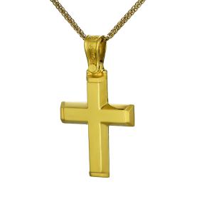 Κλασικός Ανδρικός Σταυρός Χρυσός Κ18 με Λουστρέ Φινίρισμα SKU-54313