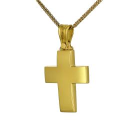 Ανδρικός Κλασικός Σταυρός Χρυσός Κ18 με Λουστρέ Φινίρισμα SKU-54314