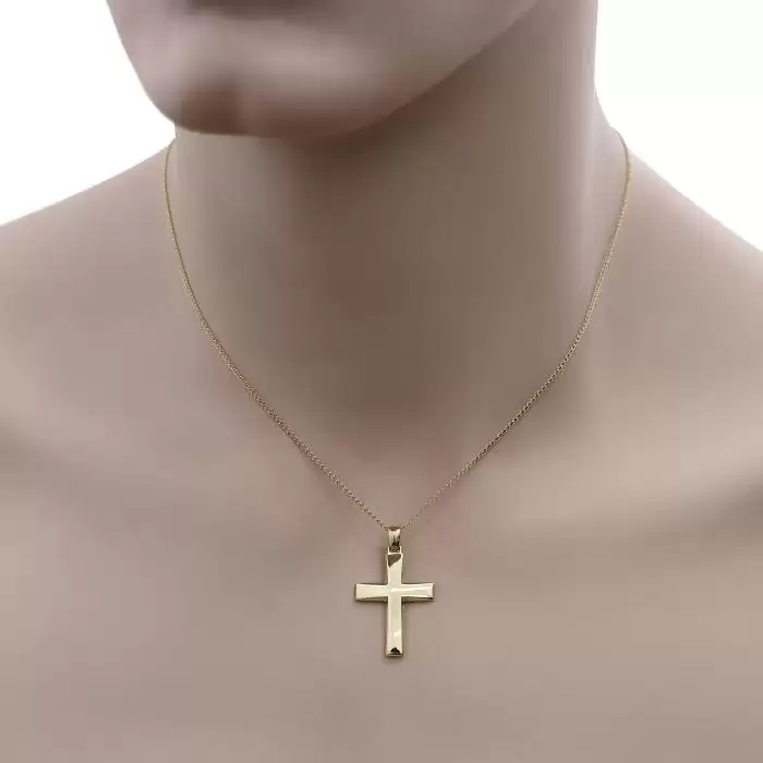 Σταυρός Ανδρικός Χρυσός Κ14 Διπλής Όψεως με Κλασικό Σχεδιασμό SKU-54326