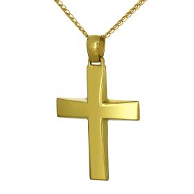 Σταυρός Ανδρικός Χρυσός Κ14 Διπλής Όψεως με Κλασικό Σχεδιασμό SKU-54326
