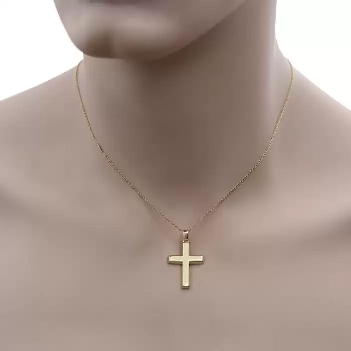 Ανδρικός Σταυρός Χρυσός Κ14 Διπλής Όψεως με Κλασικό Σχεδιασμό SKU-54327