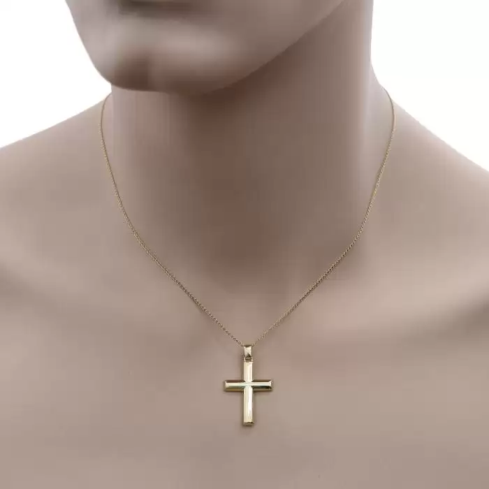 Ανδρικός Σταυρός Χρυσός Κ14 Διπλής Όψεως SKU-54328