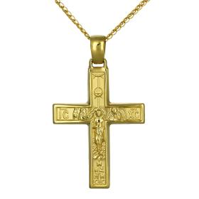Ανδρικός Σταυρός Χρυσός Κ14 Διπλής Όψεως SKU-54328