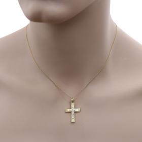 Ανδρικός Σταυρός Λευκόχρυσος & Χρυσός Κ14 Διπλής Όψεως SKU-54331