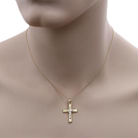 Σταυρός Ανδρικός Λευκόχρυσος & Χρυσός Κ14 Διπλής Όψεως SKU-54345