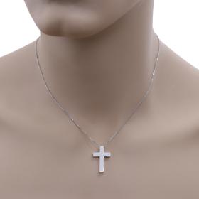 Κλασικός Ανδρικός Σταυρός με Αλυσίδα Λευκόχρυσος Κ14 SKU-54873