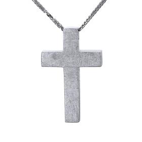 Κλασικός Ανδρικός Σταυρός με Αλυσίδα Λευκόχρυσος Κ14 SKU-54873