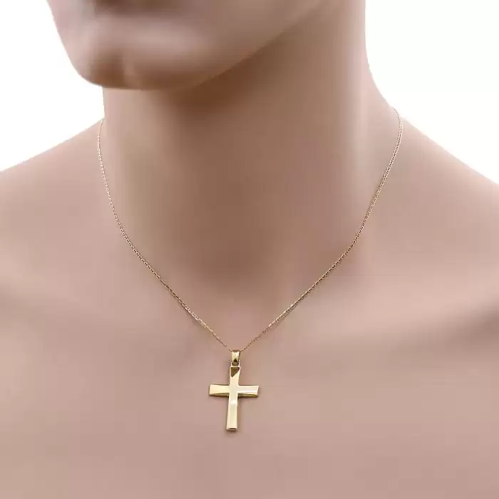 Σταυρός Ανδρικός Χρυσός Κ14 Διπλής Όψεως με Κλασικό Σχεδιασμό SKU-54326