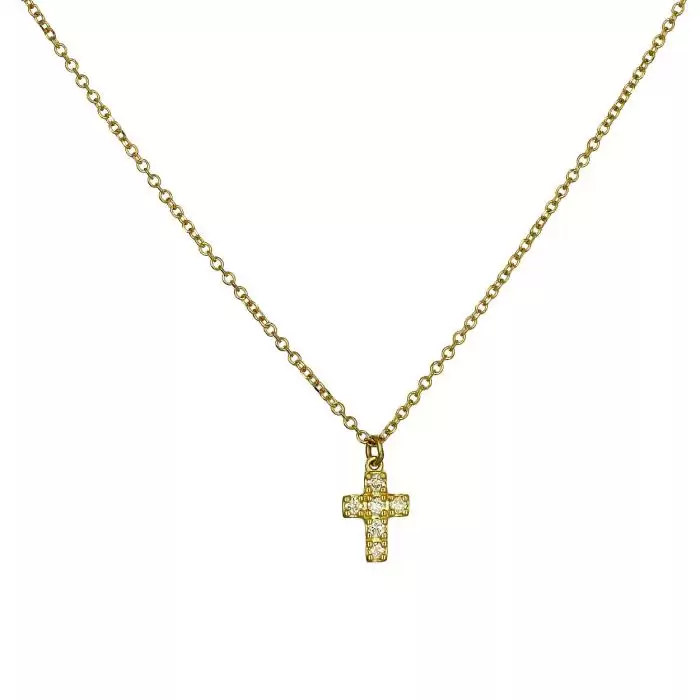 SKU-54193 / Σταυρός με Αλυσίδα Χρυσός Κ18 με Διαμάντια