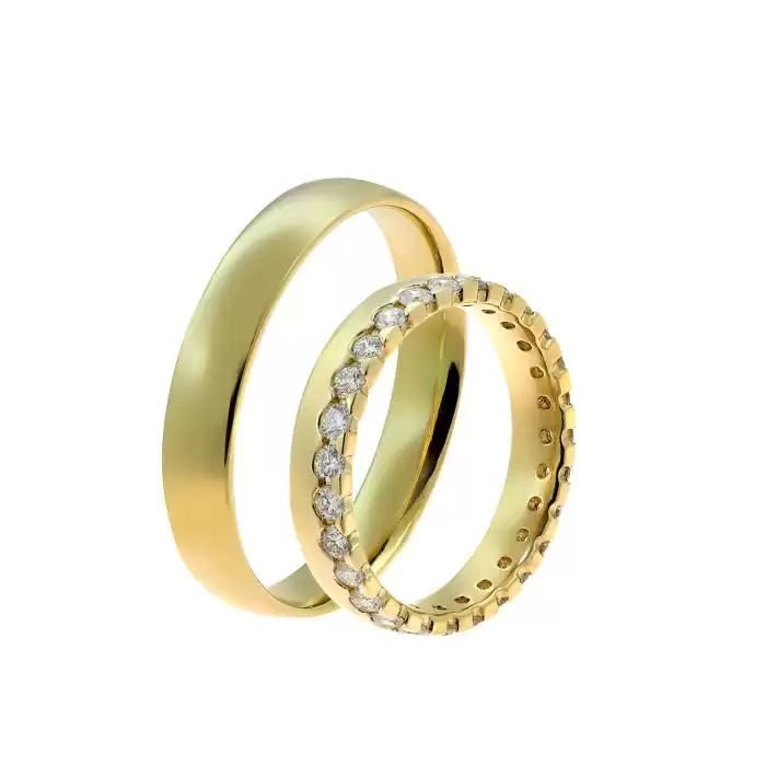 SKU-55534 / Βέρες Γάμου Jeweler Χρυσός Κ9-Κ14-Κ18 με Διαμάντια