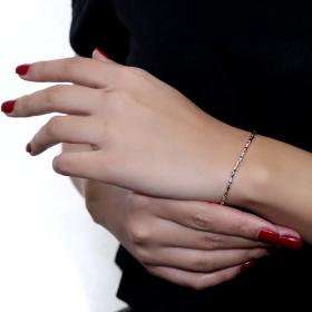 Βραχιόλι Αλυσίδα Λευκόχρυσος & Χρυσός Κ9 SKU-55155