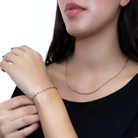 Βραχιόλι Αλυσίδα Λευκόχρυσος & Χρυσός Κ9 SKU-55155