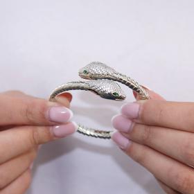 Βραχιόλι Φίδι Χειροπέδα από Ασήμι 925° με Ζιργκόν SKU-55748