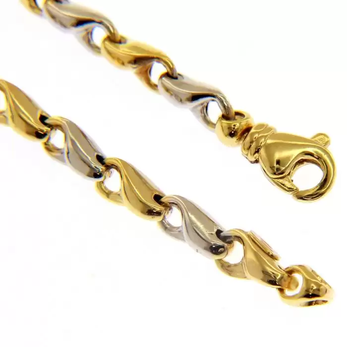 Βραχιόλι Αλυσίδα Λευκόχρυσος & Χρυσός Κ9 SKU-55154