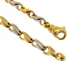 Βραχιόλι Αλυσίδα Λευκόχρυσος & Χρυσός Κ9 SKU-55154