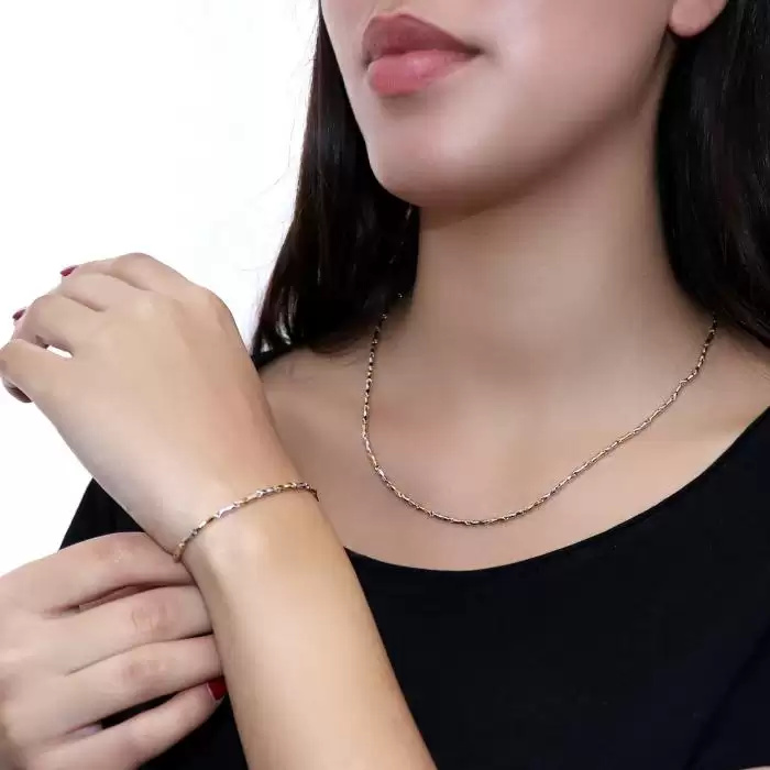 Βραχιόλι Αλυσίδα Λευκόχρυσος & Χρυσός Κ9 SKU-55154