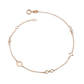 Βραχιόλι Ιnfinity Ροζ Χρυσός Κ9 με Μαργαριτάρια SKU-55391