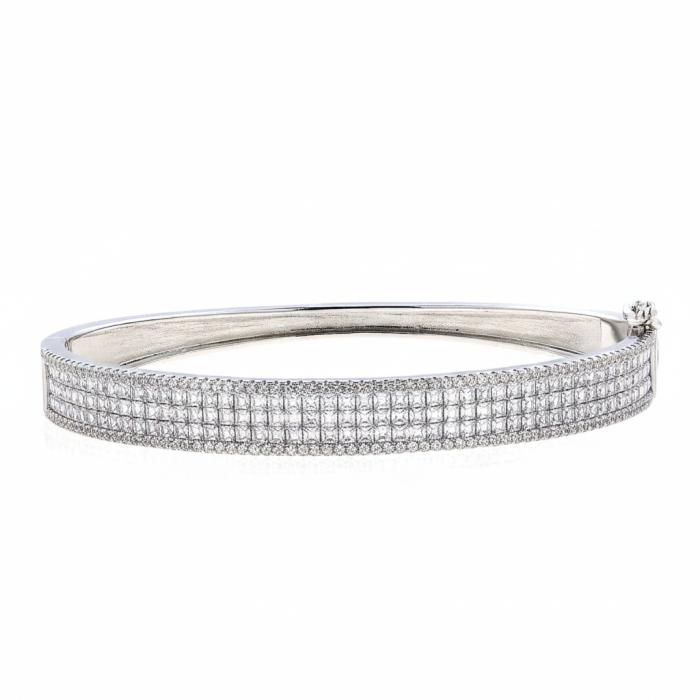 Βραχιόλι Χειροπέδα από Ασήμι 925° με Λευκά Ζιργκόν SKU-55749