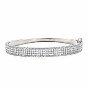 Βραχιόλι Χειροπέδα από Ασήμι 925° με Λευκά Ζιργκόν SKU-55749