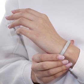 Βραχιόλι Χειροπέδα από Ασήμι 925° με Λευκά Ζιργκόν SKU-55749