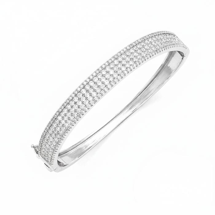 Βραχιόλι Χειροπέδα από Ασήμι 925° με Λευκά Ζιργκόν SKU-55749
