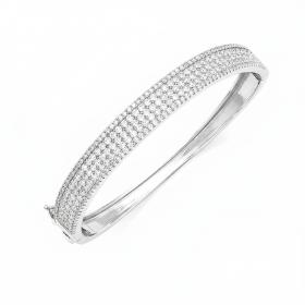 Βραχιόλι Χειροπέδα από Ασήμι 925° με Λευκά Ζιργκόν SKU-55749