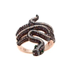Δαχτυλίδι Φίδι Ασήμι 925° με Ζιργκόν SKU-55967