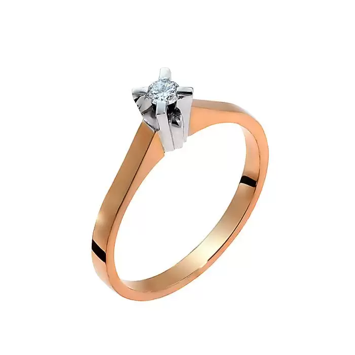 SKU-55905 / Δαχτυλίδι Λευκόχρυσος & Ροζ Χρυσός Κ18 με Διαμάντι