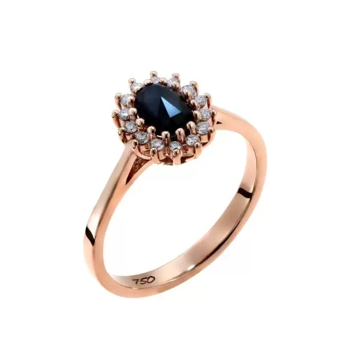 SKU-55591 / Δαχτυλίδι Ροζ Χρυσός Κ18 με Μαύρο Διαμάντι & Λευκά Διαμάντια