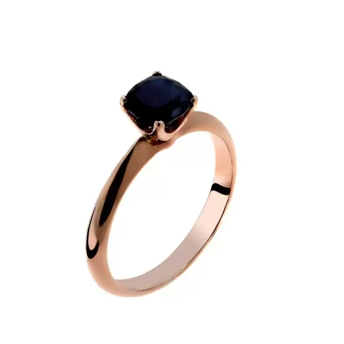 SKU-55611 / Δαχτυλίδι Ροζ Χρυσός Κ18 με Μαύρο Ζαφείρι