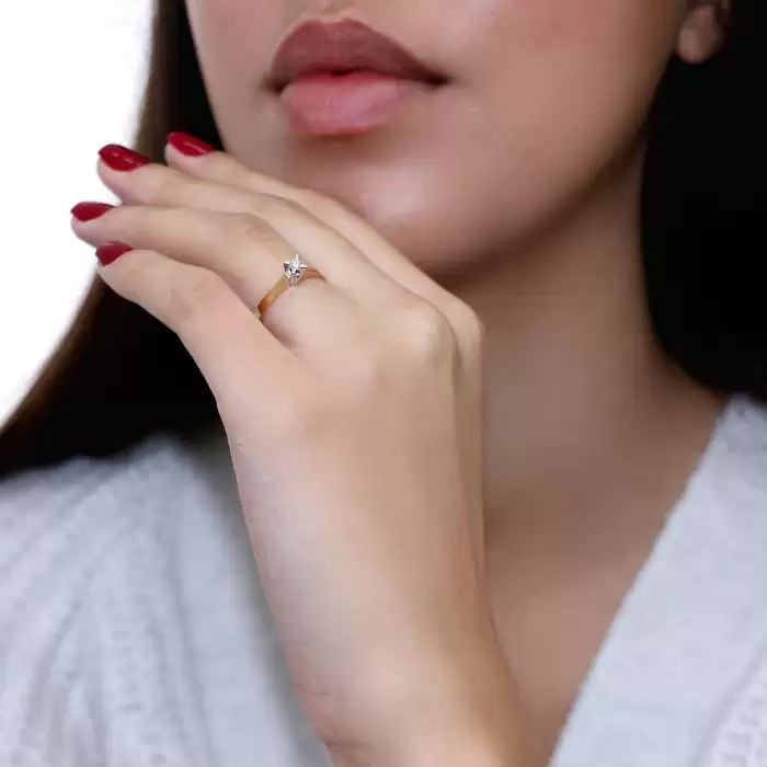 Δαχτυλίδι Λευκόχρυσος & Ροζ Χρυσός Κ18 με Διαμάντι