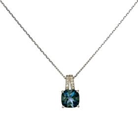 Κολιέ Λευκόχρυσος Κ18 με London Blue Topaz & Διαμάντια SKU-55674