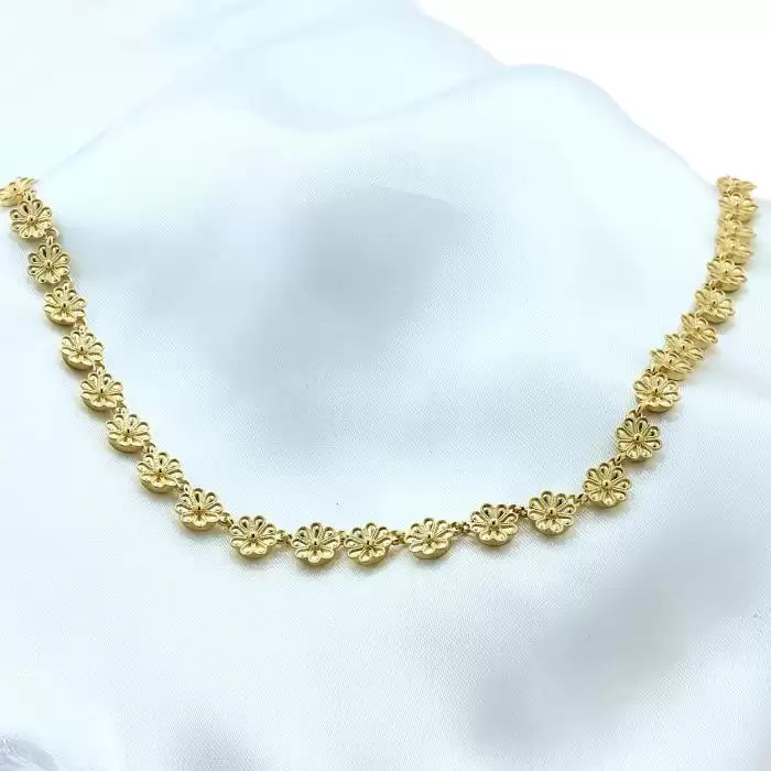 Κολιέ Ασήμι 925° με Λουλούδια & Κίτρινο Επιχρύσωμα SKU-55964