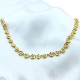 Κολιέ Ασήμι 925° με Λουλούδια & Κίτρινο Επιχρύσωμα SKU-55964