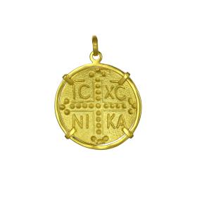 Κωνσταντινάτο Φυλαχτό Χρυσός Κ9 Διπλής Όψεως SKU-55050