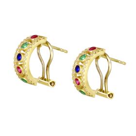 Σκουλαρίκια Κρίκοι με Βυζαντινό Ύφος & Ζιργκόν Χρυσός Κ14 SKU-55941