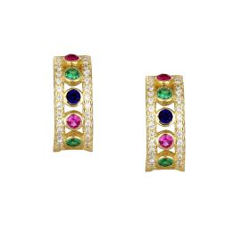 Σκουλαρίκια Κρίκοι με Βυζαντινό Ύφος & Ζιργκόν Χρυσός Κ14 SKU-55941